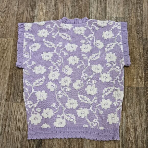 Vintage Purple and White Floral Sweater - Picture 4 of 8